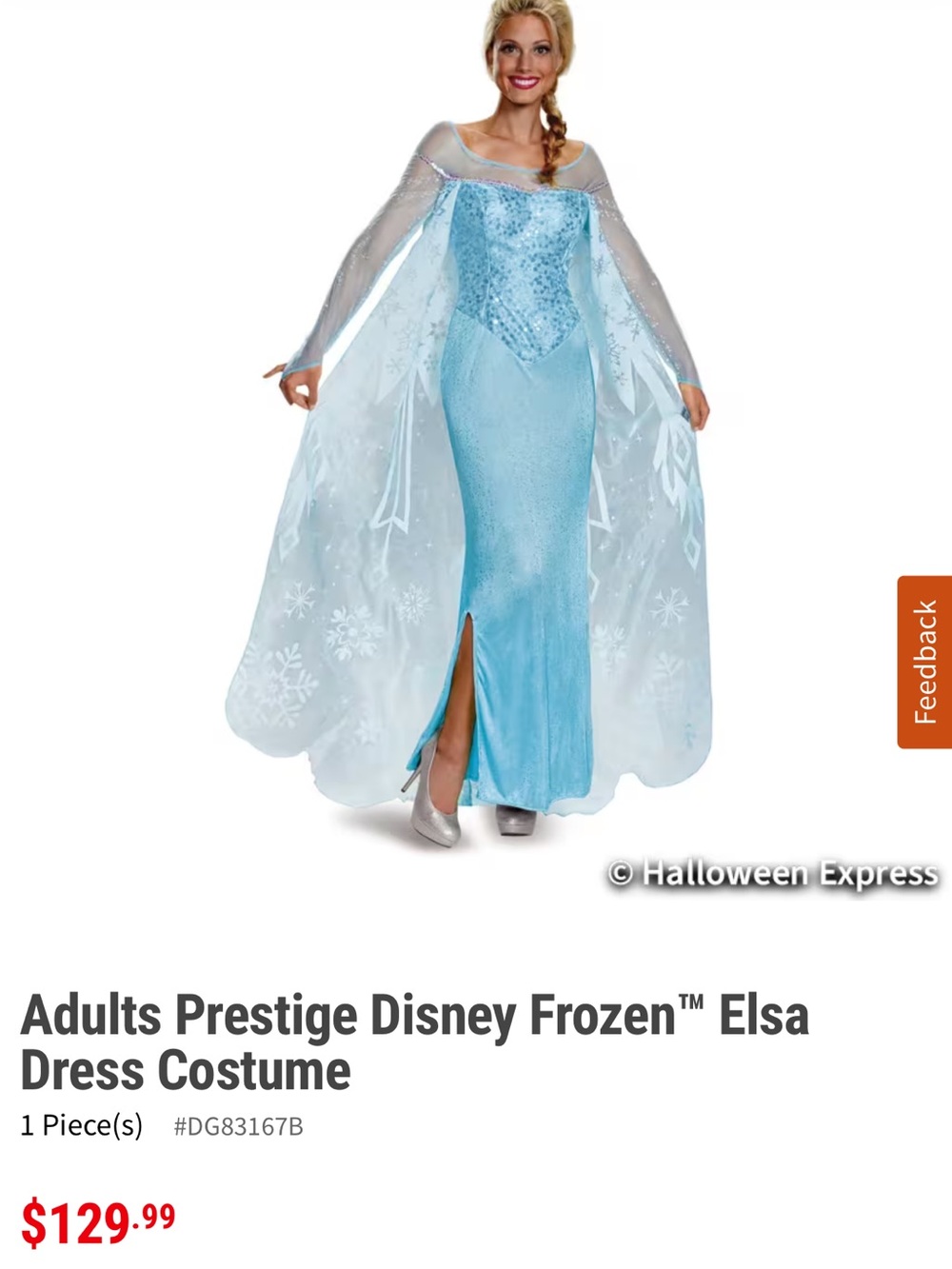 Elsa Frozen costume cosplay dress Disney Princess